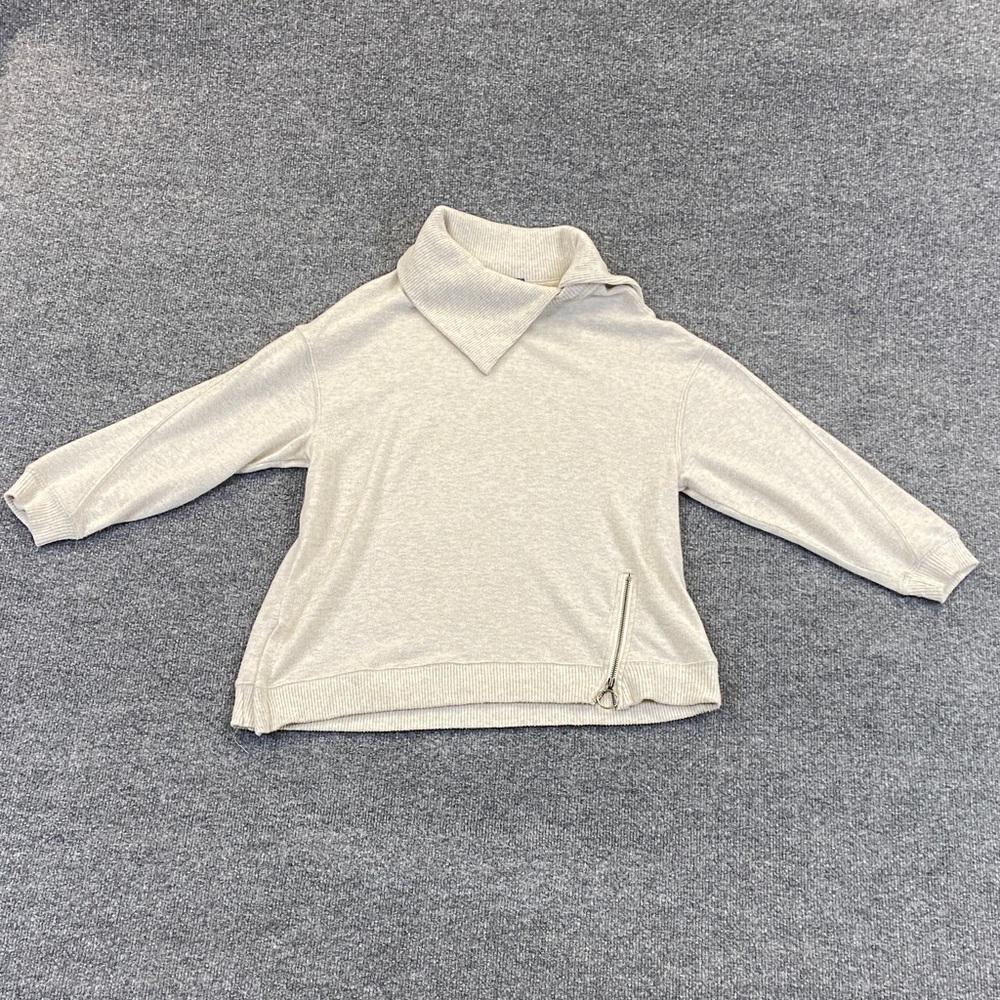 Democracy Cream Knit Mock Neck Sweater with Zip detail
